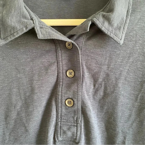 BANANA Republic Heathered Navy Blue Cropped Short Sleeve Polo Preppy T-Shirt L - Picture 4 of 9